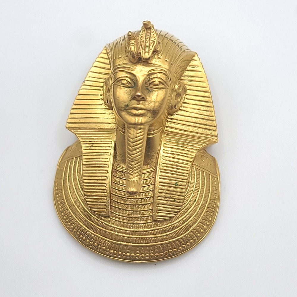 Vintage MMA Treasure Tutankhamun King Tut Death Mask Pendant Gold‎ Tone